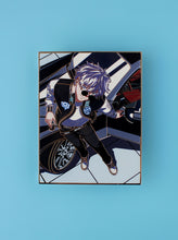 Load image into Gallery viewer, Gojo Satoru pictured with a car wearing streetwear normal clothing. Gojo is looking upwards. The point of view is from a downward angle to see Gojo looking back up. His hand is resting on the car door and the hood of the car with a drink in hand. Satoru Gojo ( 五条 悟 ごじょうさとる Gojō Satoru) is one of the main protagonists of the Jujutsu Kaisen series. Satoru is the pride of the Gojo Clan, the first person to inherit both the Limitless and the Six Eyes in four hundred years.
